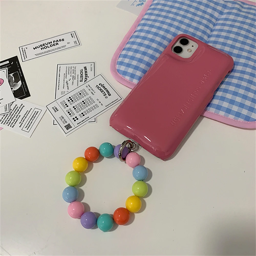 Bracelet de luxe brodé coloré série acrylique collier de téléphone portable iPhone 14 Pro photo bataille femmes perdues bijoux de série suspendus_voghion.com