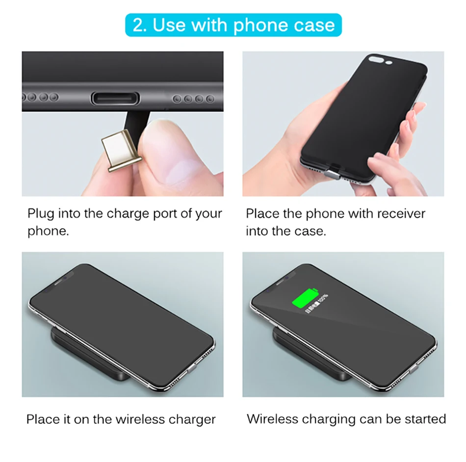 fast wireless charger Qi Wireless Charger Receiver Support Type C  MicroUSB Fast Wireless Charging Adapter For iPhone5-7 Android phone Wireless Charge wireless charging station