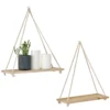 Wood Hanging Shelves for Wall Swing Rope Rustic Floating Shelf Set of 2 Wall Display Shelving Rack for Living Room Bedroom 1