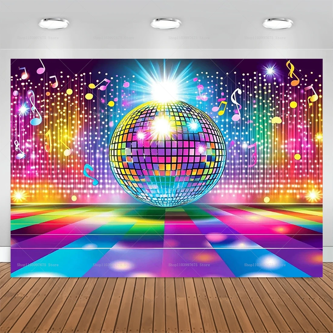 70er 80er 90er Disco Dance Party Hintergrund Retro Club Neon Ball Bühnenbanner Geburtstag Foto Hintergrund Requisiten Party Dekor Zubehör – Detail 4