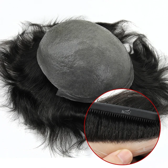 Beeos TJNG 6 pouces 0,03-0,04 mm Système capillaire pour homme à base de cheveux humains ultra-fins, Prothèse capillaire homme, Pelo Humano 1