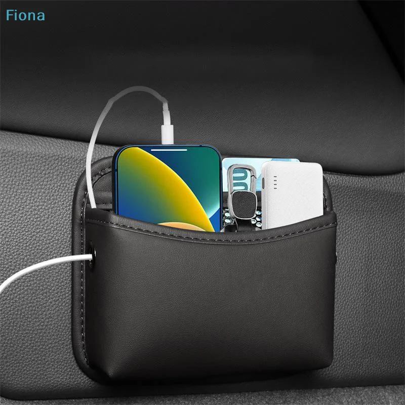 ✔ Borsa portaoggetti laterale per portiera auto, organizer in pelle PU con tasca a rete per carte, telefono, occhiali da sole, accessorio universale per interni auto - Image 2