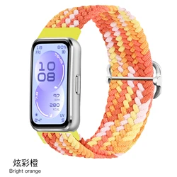 Adjustable Braided Solo Loop Elastic Nylon Strap Bracelet for huaweiband 11Pro (Colorful Orange)