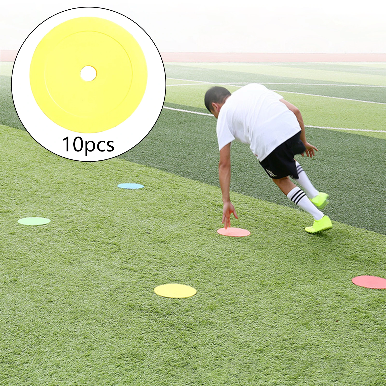 10PCS Soccer Flat Disc Markers Non-Slip Spots Markers Football Basketball Sports Speed Agility Training Aids Accessories