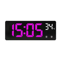Smart LED Digital Alarm Clock with Temperature Display and Dual Alarm Snooze Function, Night Mode, 12/24H Format (Rose Red)