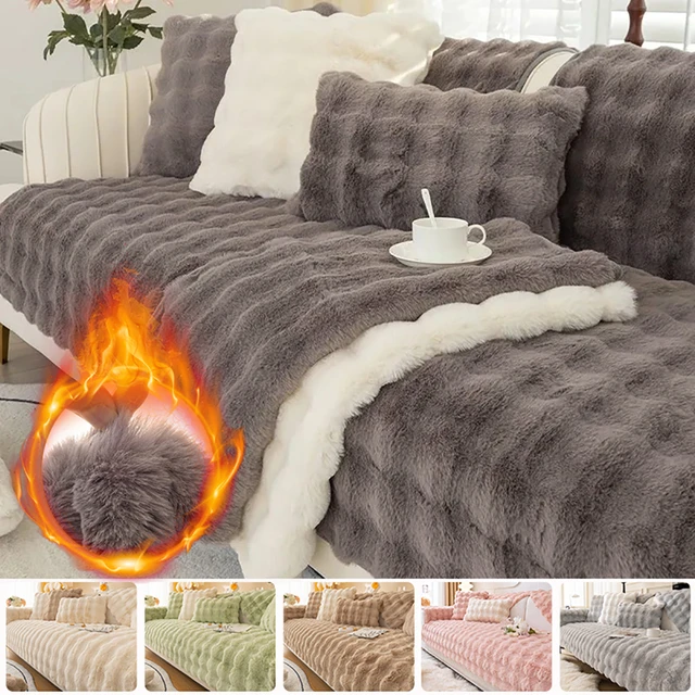 Couch Cover,Soft Warm Faux Fur Sofa Couch Cover, Plush Shaggy Sectional  Couch Covers, Non-Slip Sofa Slipcover for Dogs Cats Pet Love Seat Recliner