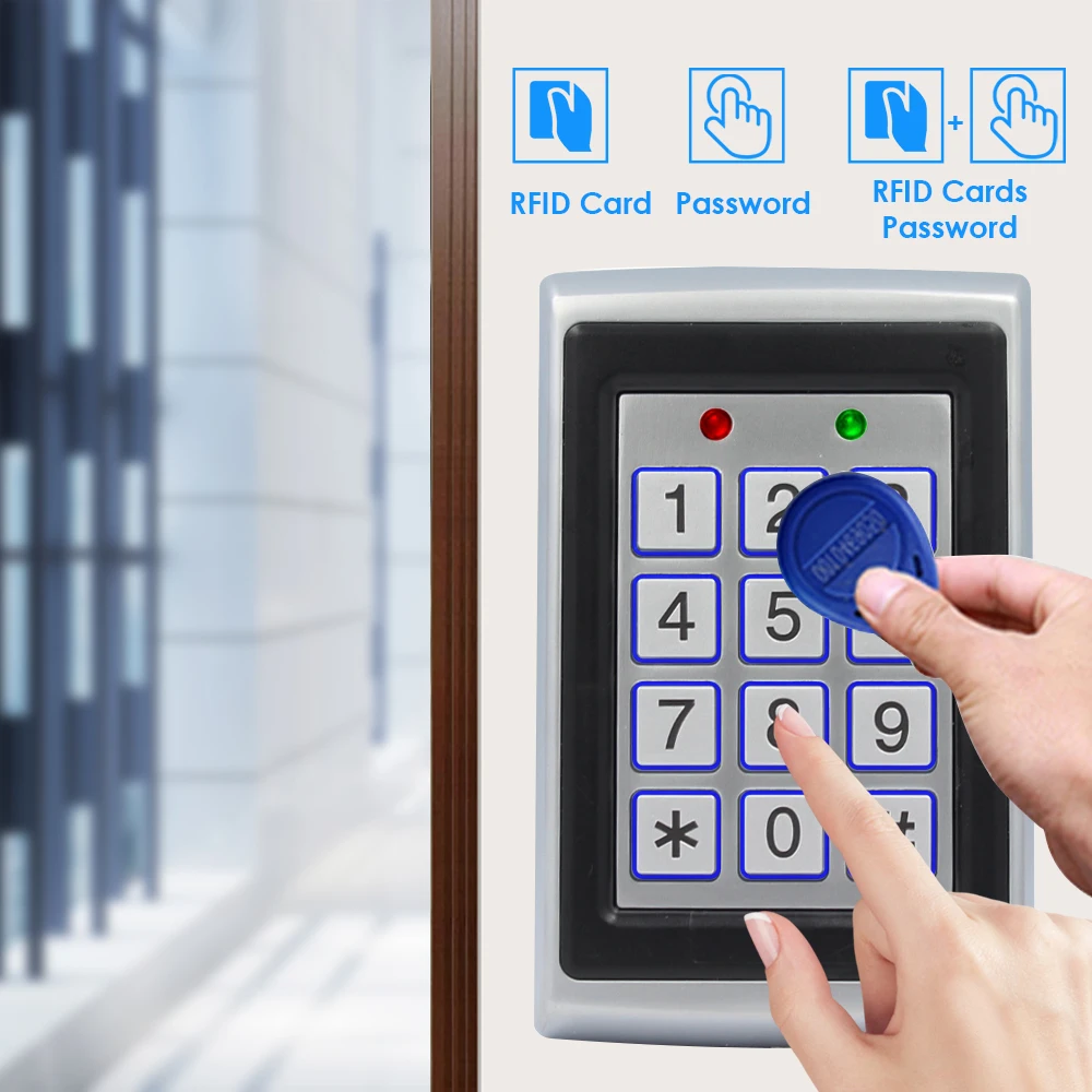 

Metal RFID Access Control EM ID Card Reader Keypad 2000 Users 125KHz Door Opener KeyBoard Key Fobs With Wiegand 26 Output