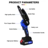 Cordless Chainsaw 6 Inch, Battery Powered Mini Chainsaw, Portable Handheld Chainsaw for Gardening Pruning, 2 Batteries 2