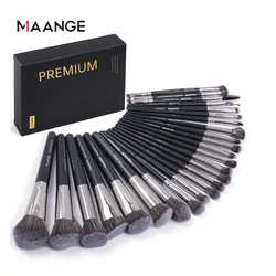 MAANGE Luxurious 25 - Piece Makeup Brush Set - Complete Face and Eye Beauty Tool Collection (Black)