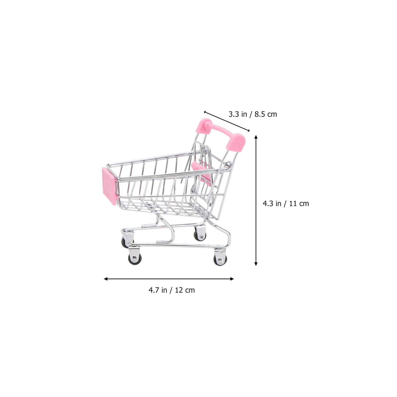 3Pcs 미니 쇼핑 카트 어린이 놀이용 철제 화장품 보관 식료품 카트 핑크 퍼플 그린 사무실 책상 정리함
