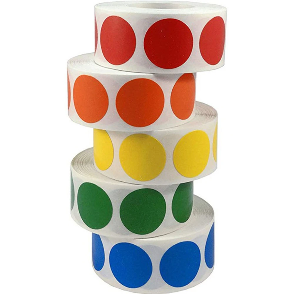 500 pezzi/rotolo, articoli per ufficio e scuola, adesivi con marchio verde, etichette colorate, adesivi con etichette a punti, adesivi con etichette Chroma - immagine 2