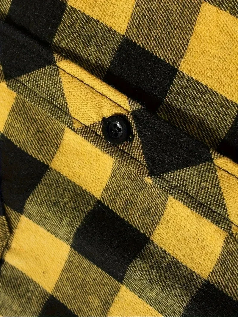 Frühling Herbst Herren Kapuzenpullover Klassischer Karierter Lässiger Knopf-Kapuzenpullover Langarm-Mantel Doppelte Taschen Kapuzenpullover Herren Strickjacke Oberteil – Detail 11
