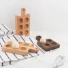 Multipurpose Handle Wood Egg Holder 4/6 Grids Double Row Wood Egg Tray Durable Hanging Hole Egg Keeper Countertop 3