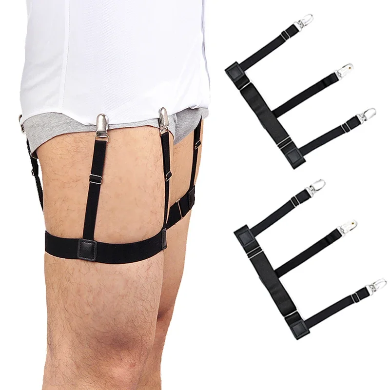 

2Pcs Unisex Shirt Stays Belt Men Non-slip Locking Clips Keep Shirt Tucked Women Leg Thigh Suspender Garters Strap Locking Clamps