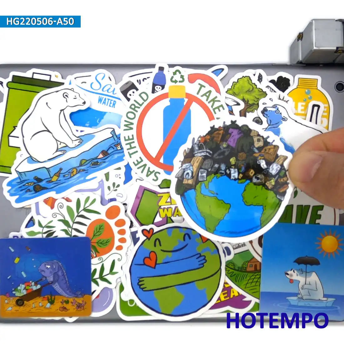 50 Stück, Rettet die Welt, Ozean, Wald, Tiere, Grüne Erde Slogan Aufkleber, für Telefon, Scrapbook, Gepäck, Fahrrad, Auto, Motorrad, Skateboard, Helm, Gitarre, Laptop-Aufkleber, Spielzeug – Detail 2