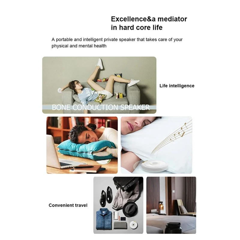 B34B-Sound Box Bone Conduction Wireless Bluetooth Speaker Stereo Bass Under Pillow White Noise Improve Sleep Use