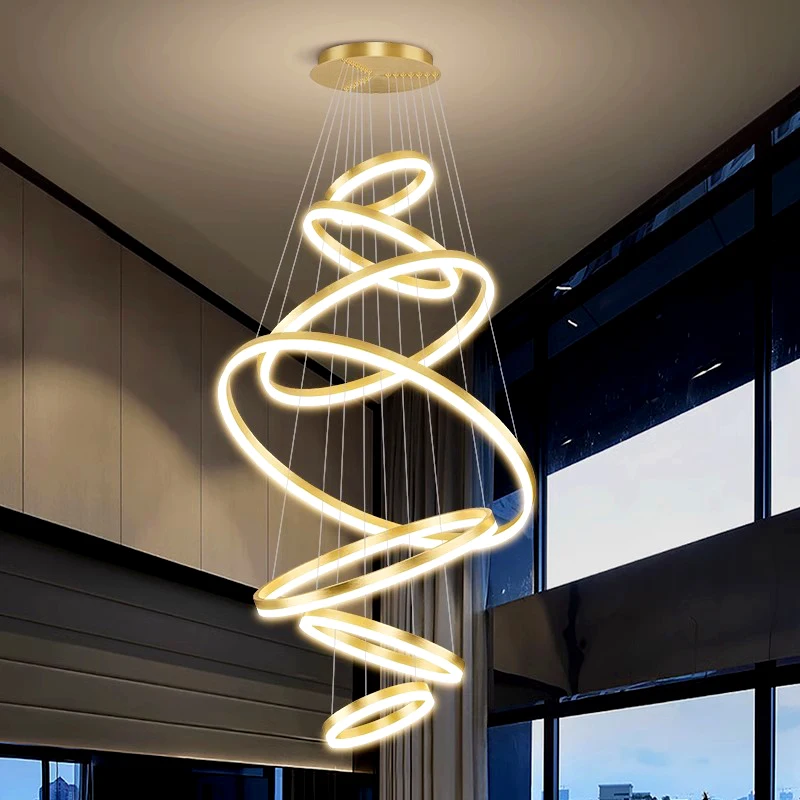모던 링 계단 LED 조명 펜던트 조명, 거실 LED 샹들리에, 식당 걸이식 조명, 실내 조명