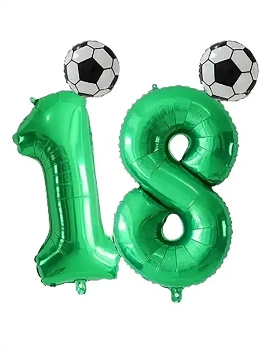 2 Stück 32 Zoll Grüne Zahlen-Folienballons 10 Zoll Fußball-Heliumballons Kinder Geburtstag Party Sport-Themen Partydekoration – Detail 1