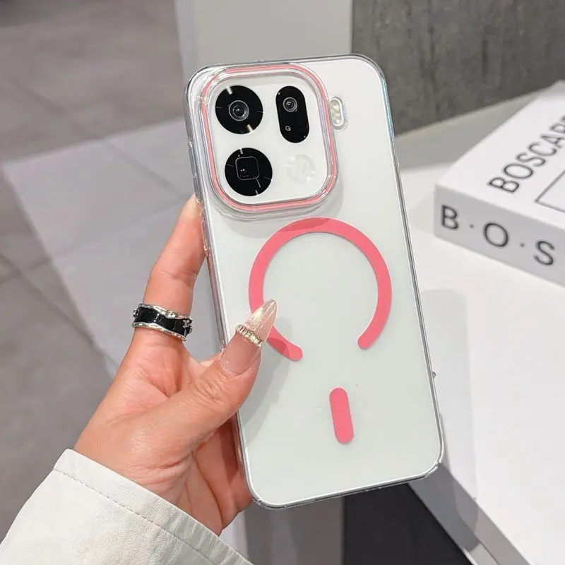 HD Transparent Magnetic Slim Back Cover with Wireless Charging Compatibility and Bumper Protection