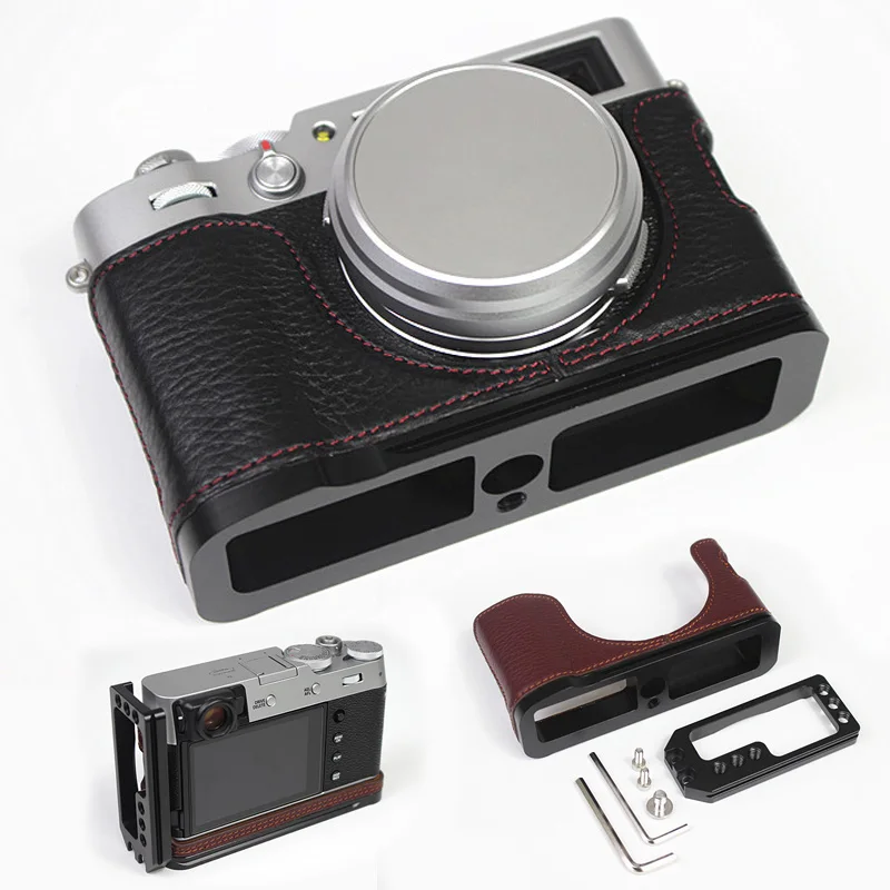 Mezza Custodia In Pelle Per Fuji X100V Staffa A L Con Impugnatura Reale Genuina Per Fotocamera Fujifilm X100V