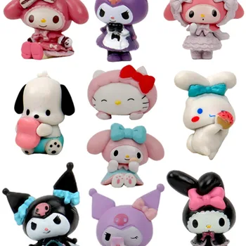 미니 산리오 피규어 인형, 헬로 키티 쿠로미 멜로디 케이크 장식 모델, 탁상 장난감 자동차 장식, 3cm, 세트당 5 개