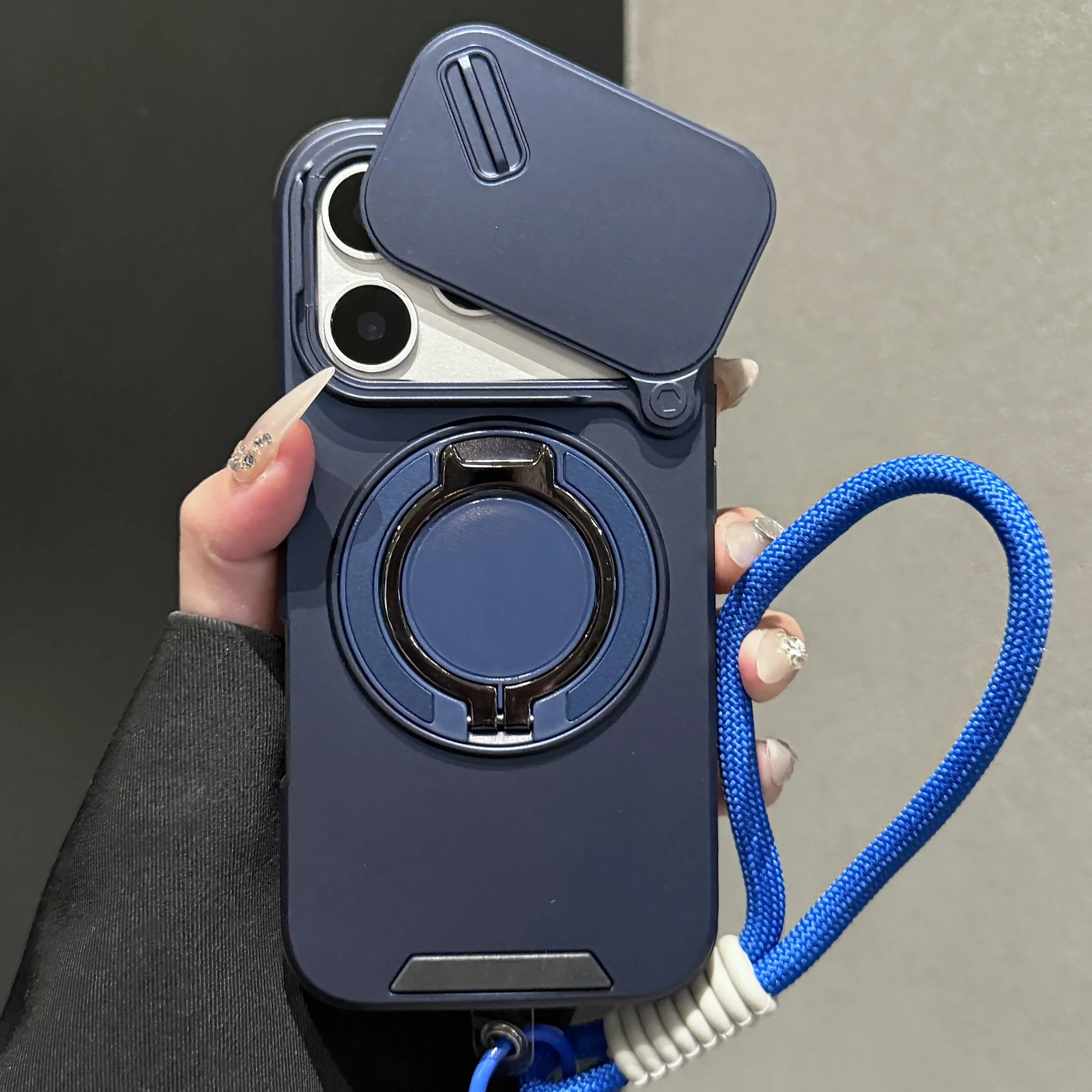 Shockproof Armor Case with Lanyard and Slide Camera Cover