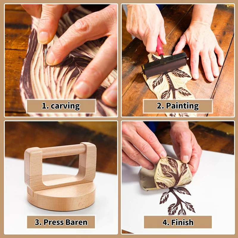 Wood Block Printing Printmaking Supplies Embossing Tool, Ideal For Block Printing Linocut Crafting Scrapbooking