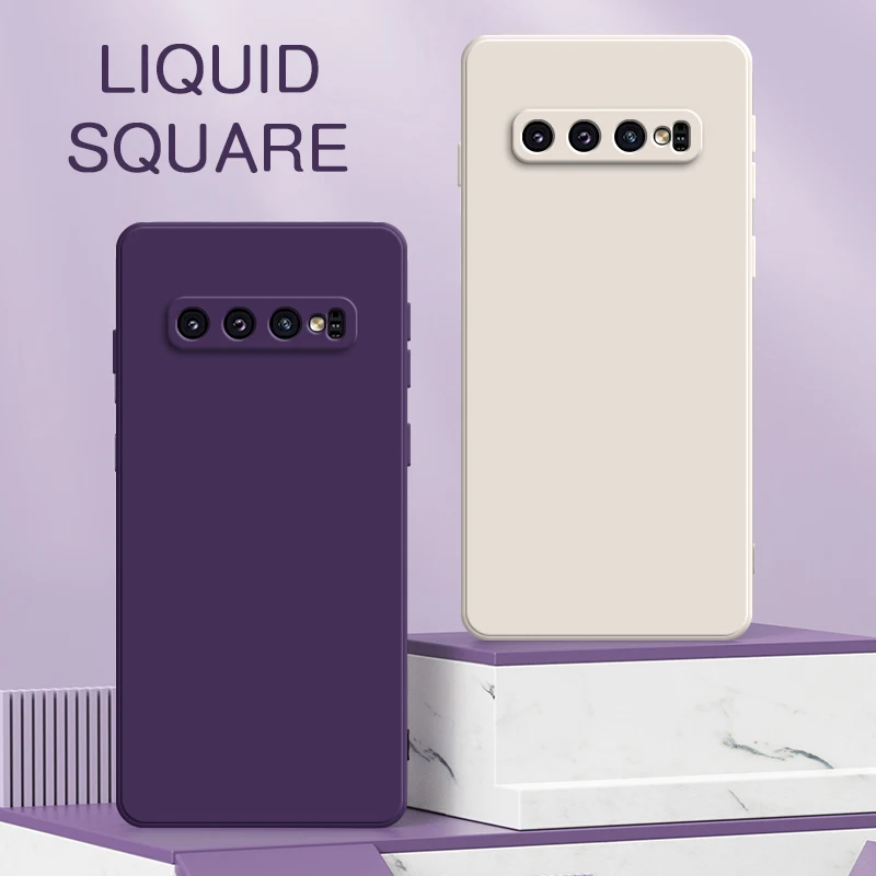 Silicone Samsung S10 Plus Original Back Cover Square Liquid