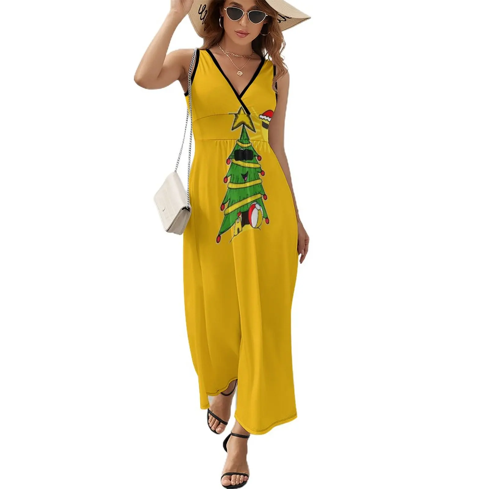 

Summer Christmas Tree Beach Vacation Funny Sleeveless Dress summer dresses women 2023 elegant women's dresses for wedding
