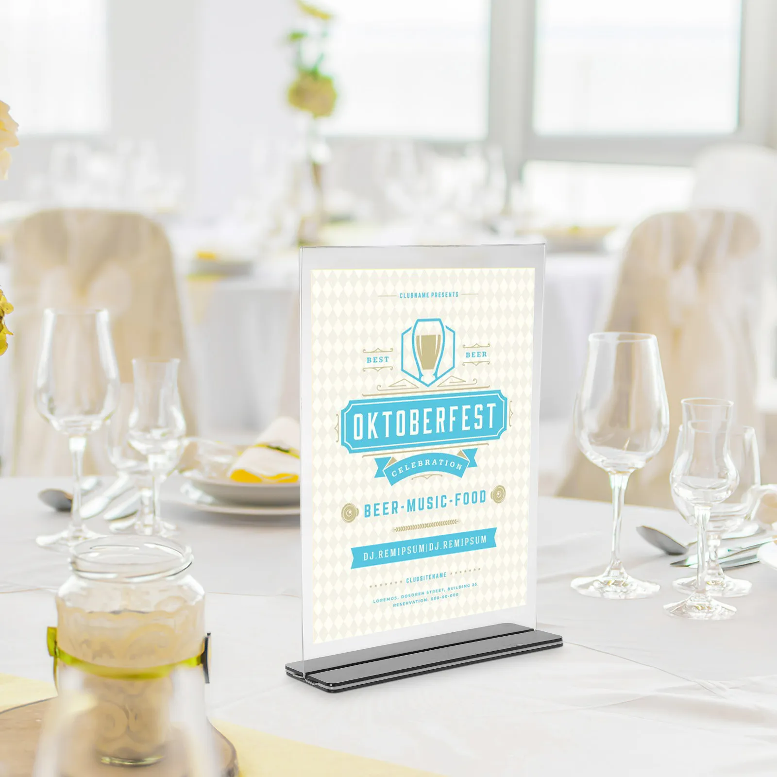 T자형 아크릴 사인 홀더 A4 사이즈 양면 메뉴 디스플레이 스탠드 탁상용 가격표 표시대 아크릴 사인 홀더