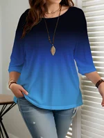 Plus Size Women's Gradient Color T-Shirt - Loose, Elegant, Casual, Comfortable, and Fashionable Top. - Image 5