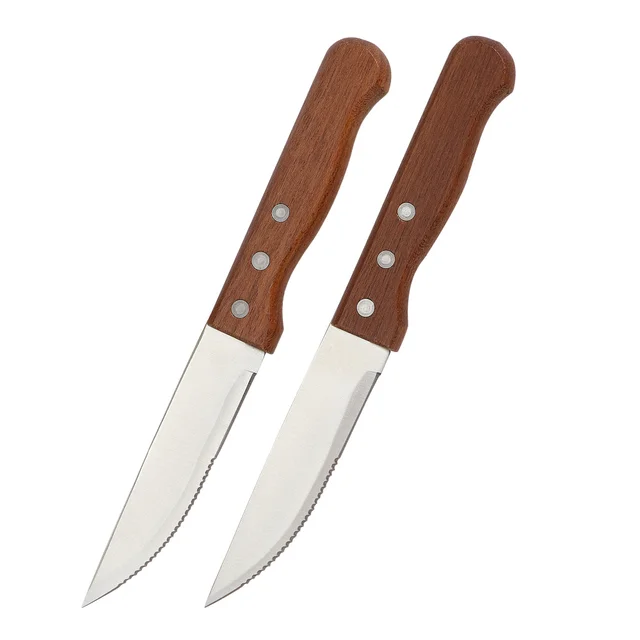Jaswehome-juego de cuchillos para carne Laguiole, cuchillo de mesa de acero  y madera Pakka con mango ergonómico, Triple remache dentado, 4/6/8/12 uds.