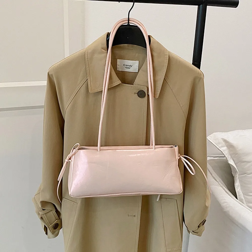 Trend PU Leather Work Shoulder Bag Large Capacity Simple Female Crossbody Bag Solid Color Commuting Bag Women Female