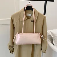 Trend PU Leather Work Shoulder Bag Large Capacity Simple Female Crossbody Bag Solid Color Commuting Bag Women Female