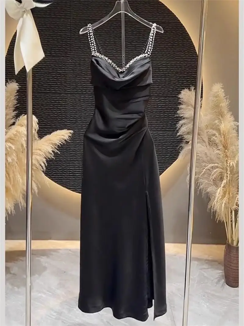 Holiday Style Green Strapless Ice Silk Waist Cinching Dress Summer EE1015 main image 1