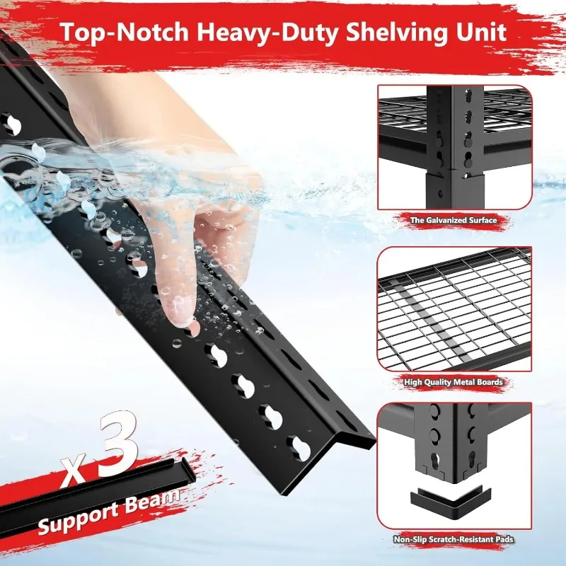 Garage Shelving Heavy Duty Capacity, Adjustable Metal Organizer Wire Rack 6