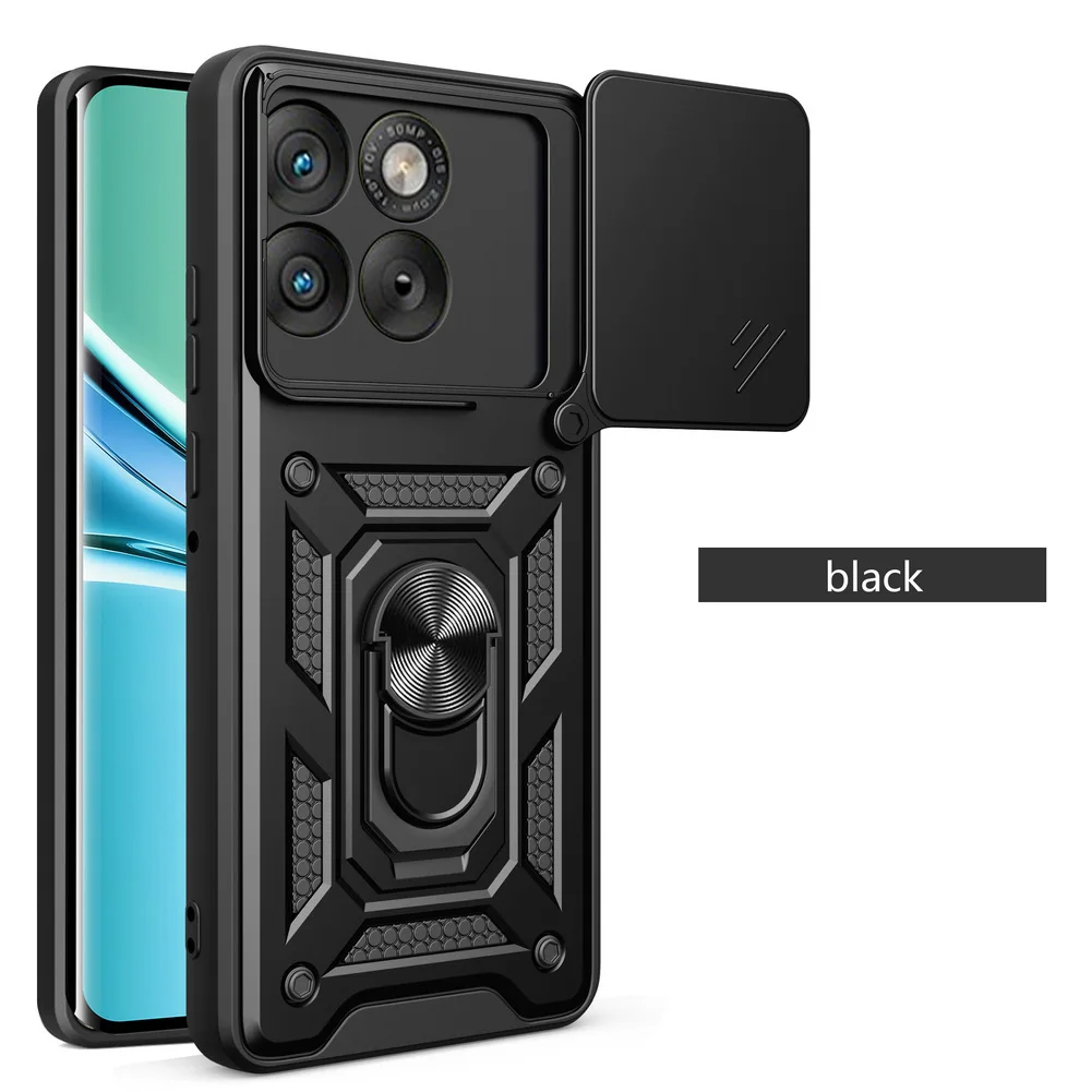 Enhanced Camera Protect Case with Hybrid Metal Ring Holder Stand Cover