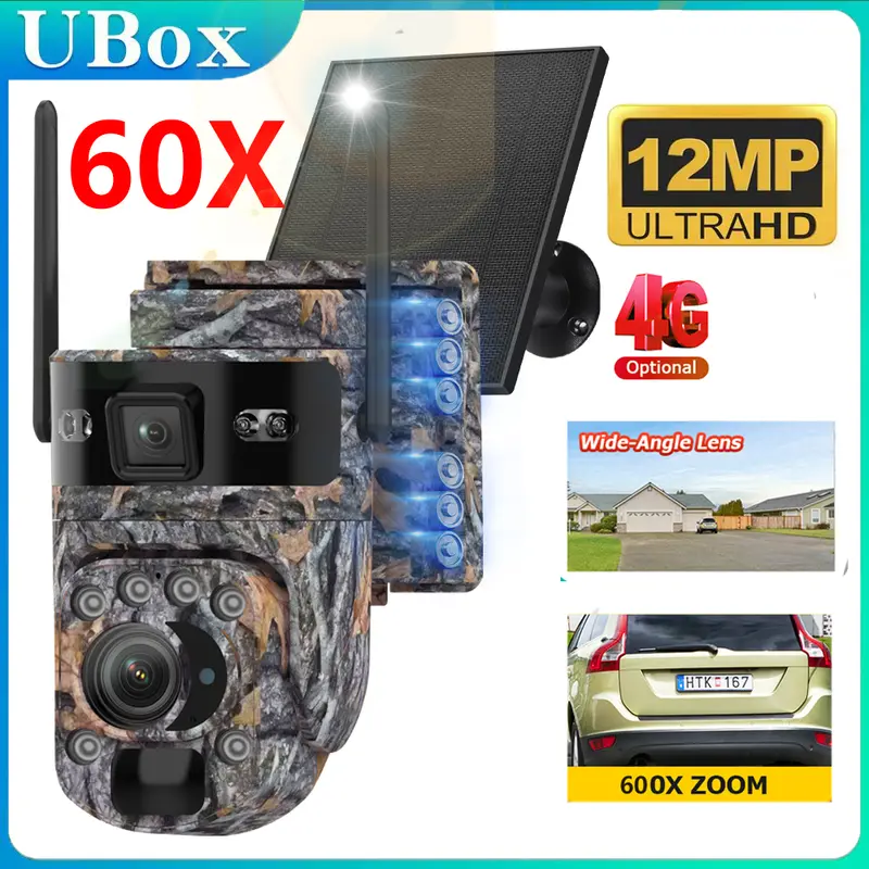 INQMEGA 12MP 60X Optical Zoom 4G/ WiFi Solar Camera Outdoor Camouflage PTZ Cameras Surveillance CCTV Solar Hunting Camera Ubox - Image 10