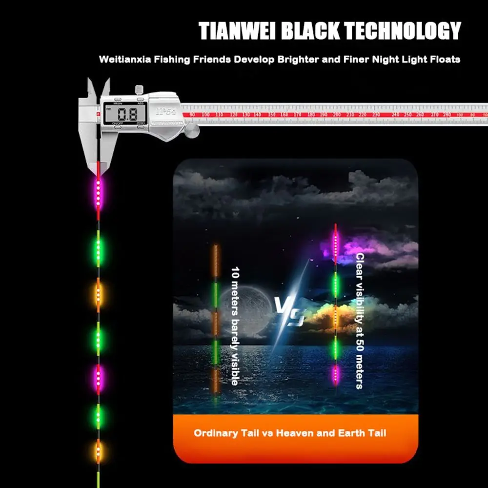Description Picture 3 of itemSuper Bright LED Fishing Smart Float Top Luminous Induction Electronic Floats Buoy Ultra Sensitive Night Fishing Float Tail