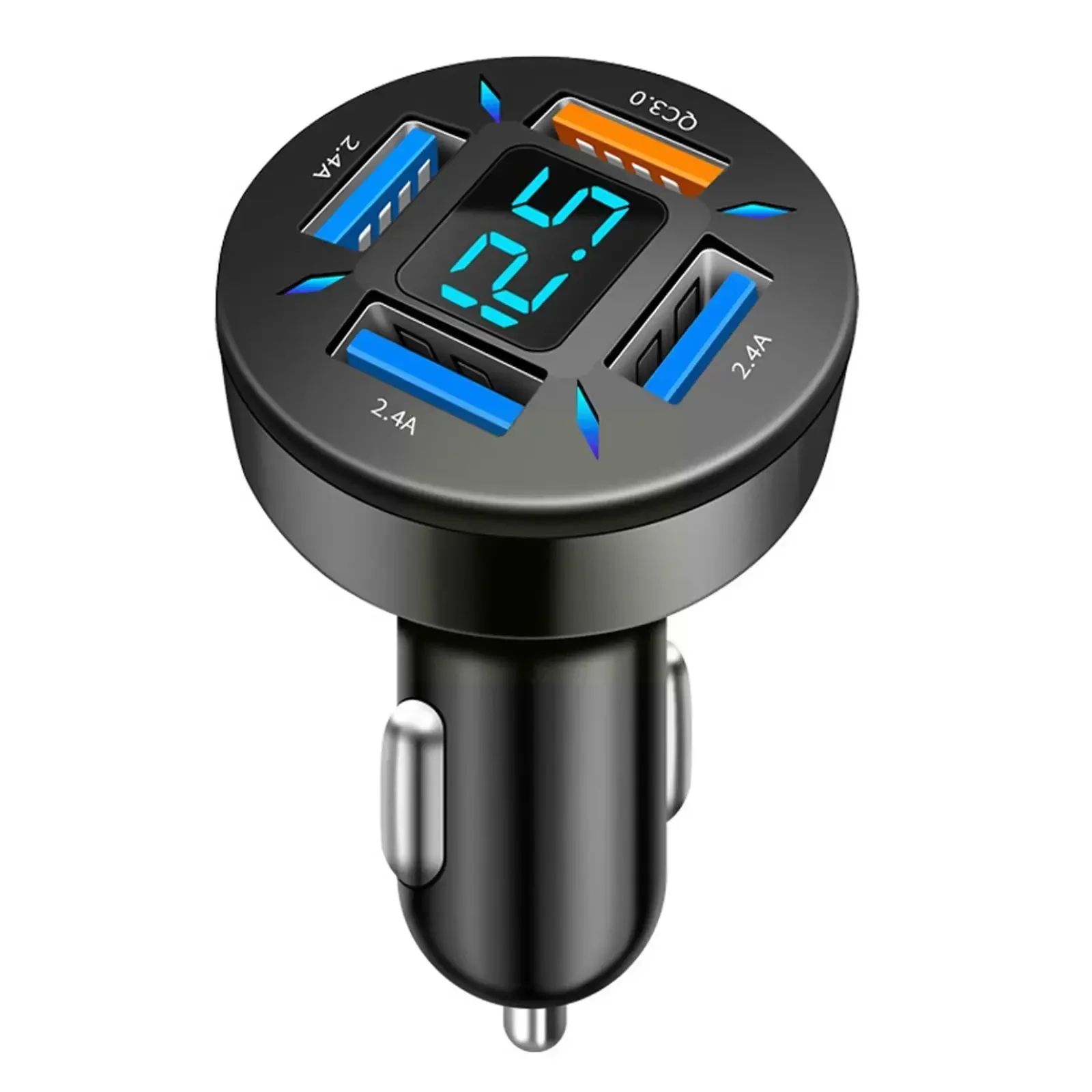 ​​66W 4-Port USB Car Charger - PD QC3.0 Type C Fast Charging Adapter Cigarette Lighter Socket Splitter​​