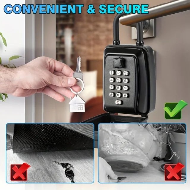 Hanging Key Lock Safe Secret Storage Box Password Security Lock No Key Required Home Office Key Portable Combination Box Storage 3