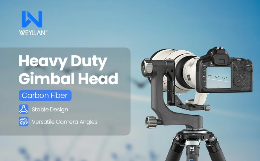 PH8 Professional Gimbal Tripod Head Carbon Fiber Heavy Duty Arca Swiss Q.R Plate