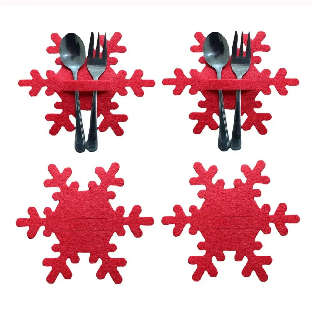 Party Supplies Santa Claus Xmas Tree Snowflake Table Decorations Tableware Organizer Christmas Knife Fork Holder Cutlery Bag