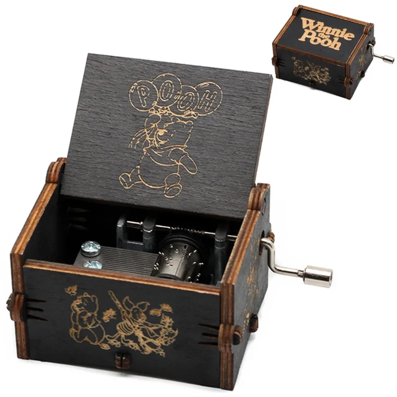 Wooden Music Box Frozen Beauty and Beast Hand Cranked Home Decoration Carved Musical Box Valentines Day Birthday Gif 5