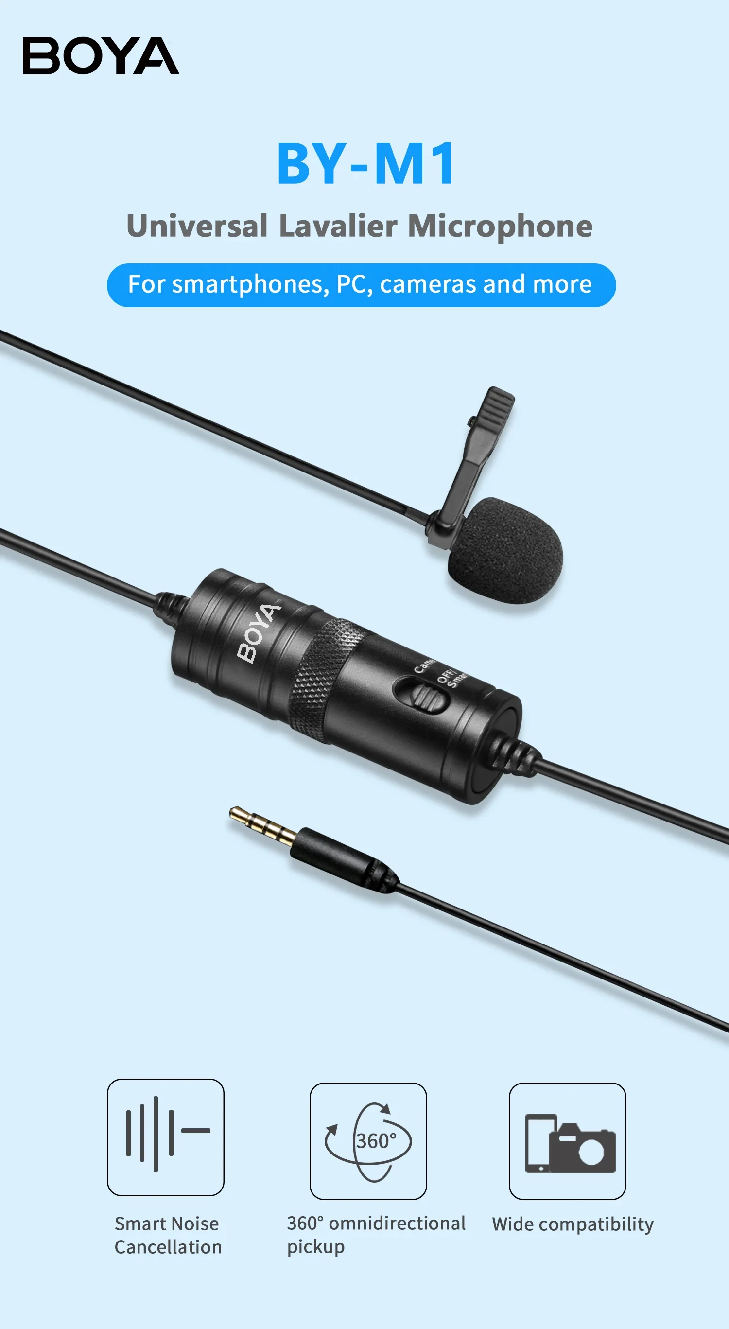 BOYA BY-M1 / BY-M1S Wired Lavalier Microphone