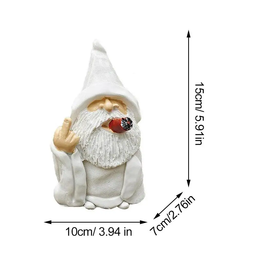 Smoking White White Beard Old Man With Middle Finger Garden Gnomes Statues 6