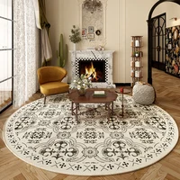 French Retro Living Room Decoration Round Carpet Large Area Rugs for Bedroom Home Washable Floor Mat Non-slip Soft Cloakroom Rug 2