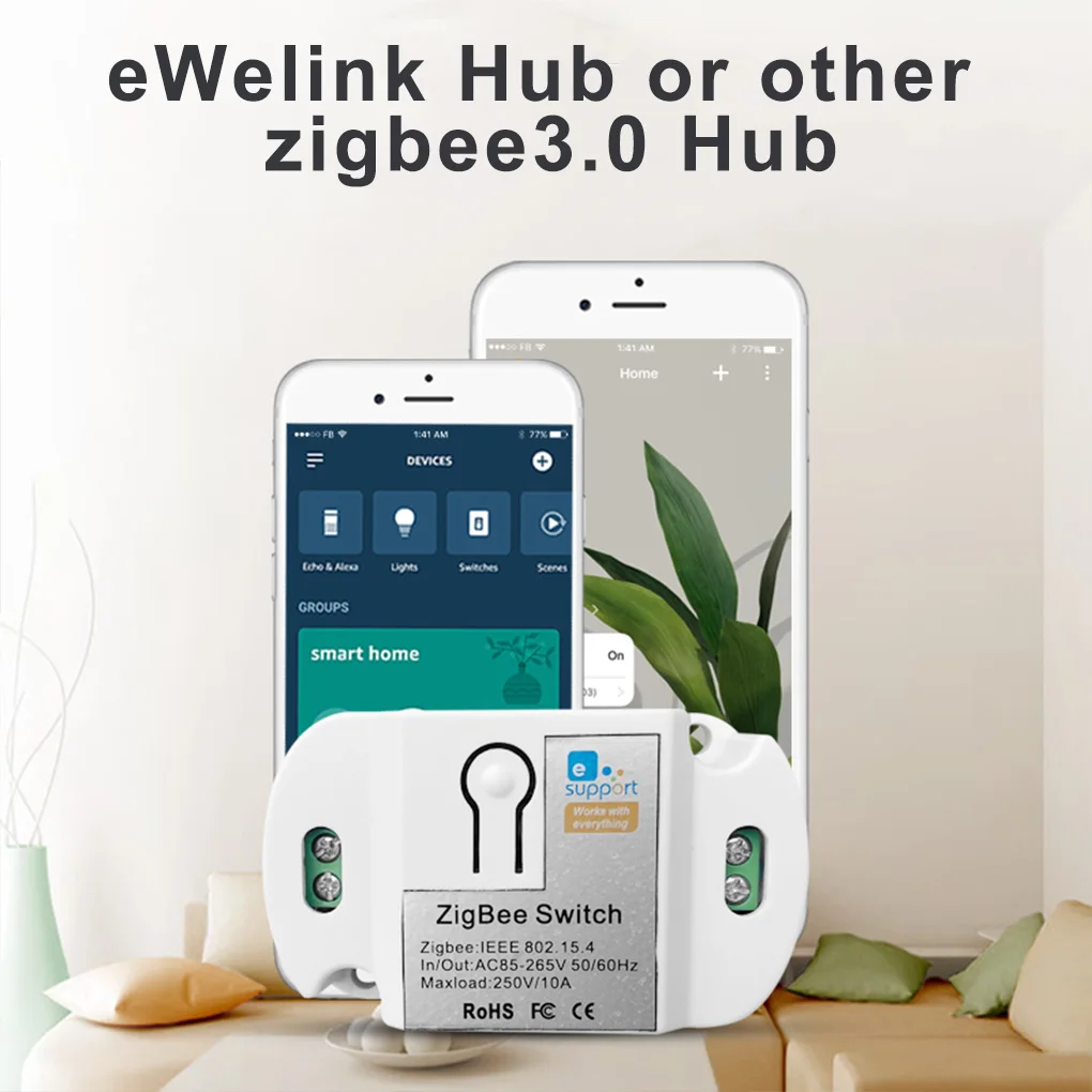 ZigBee Light Fan Switch Home Appliance Water Heater Controller ABS 10A