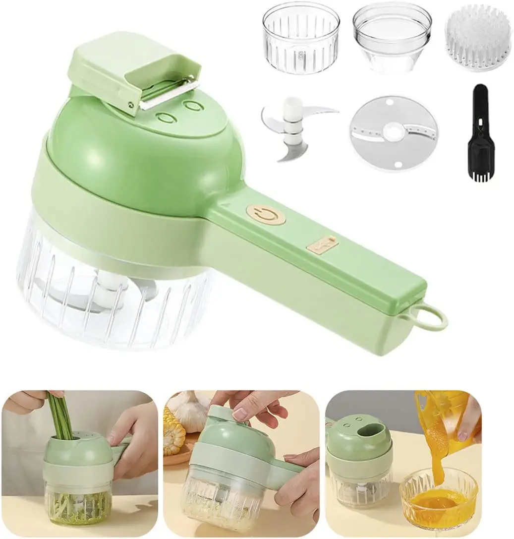 

4 in 1 Handheld Electric Vegetable Cutter Set Multifunctional Hand Held Food Processor Portable Wireless Vegetable Chopper Slice