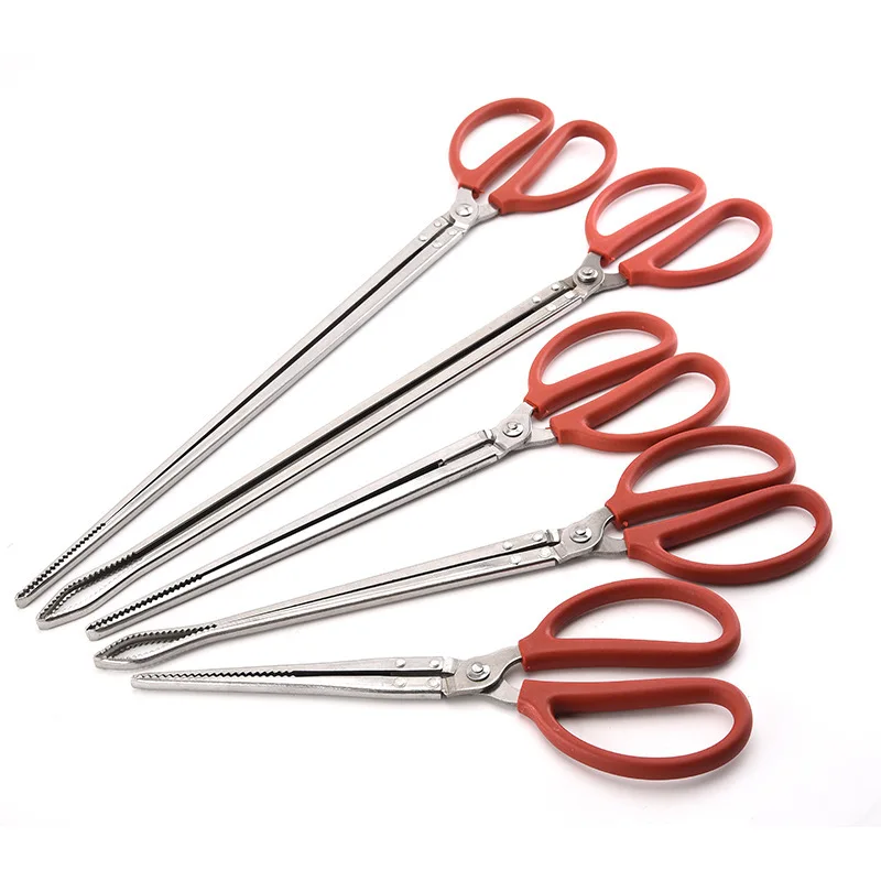 Stainless Steel Durable Anti Slip Multifunction Garbage Kitchen Seafood Reinforced Eels Clip Long Handle Crab Tongs Hand Tool